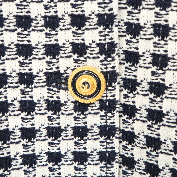 NWT St. John Collection Navy White Check Knit Jacket Soutache Polka Dot Trim 10 - Picture 5 of 9